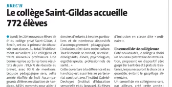 Rentrée (article de presse Le Télégramme)